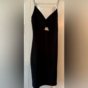 Zara Women's Black Ribbed Knit Cutout Spaghetti Straps Midi Dress NWT M #2224